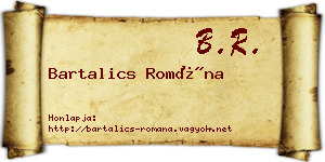 Bartalics Romána névjegykártya